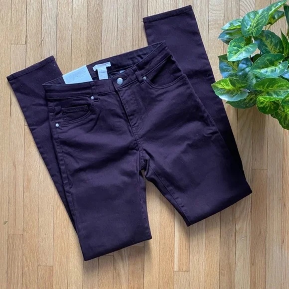 NWT H&M Super Stretch Skinny Jeans Deep Purple Plum Size 6 - Picture 1 of 11